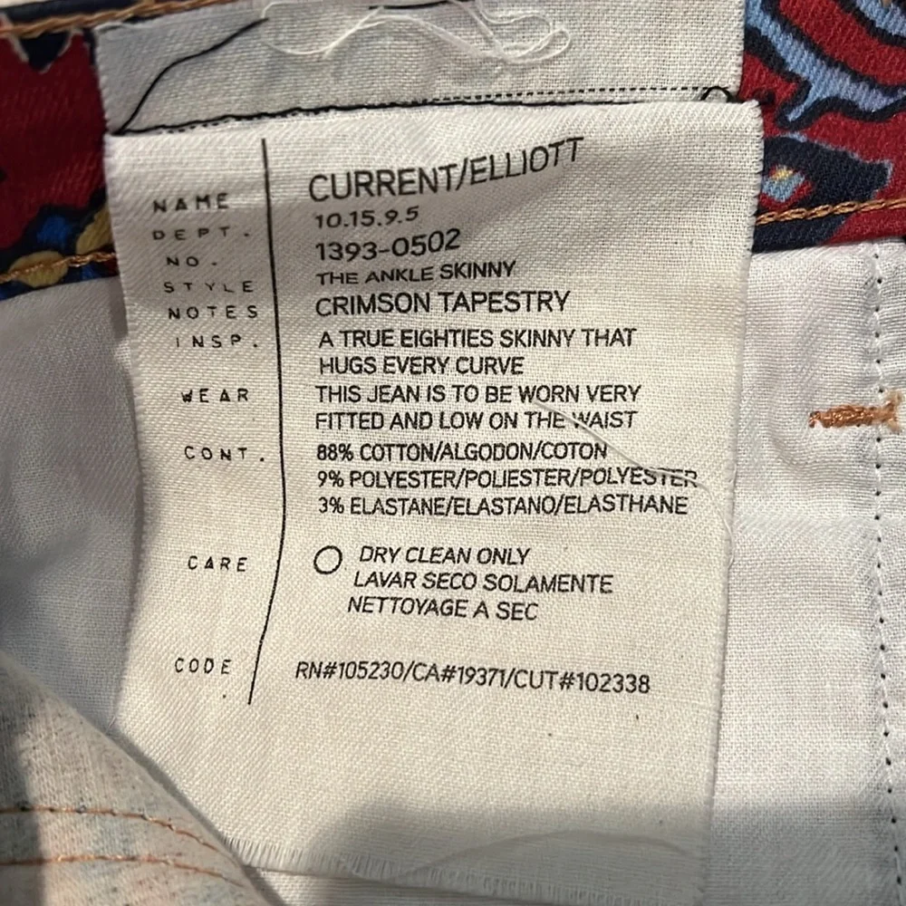 Y2K Current/Elliott The Ankle Printed low rise Skinny Jeans - Picture 7 of 8